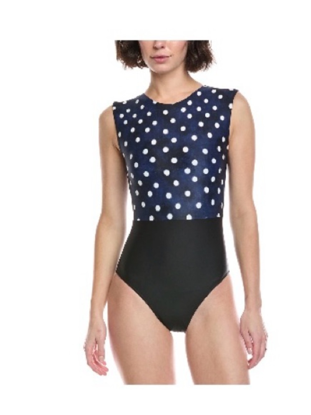 summersalt Navy Polka Dot and Black One-Piece Swimsuit